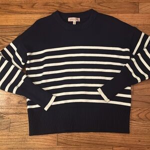 Woman’s Philosophy Navy blue and white striped sweater Nautical Sz L